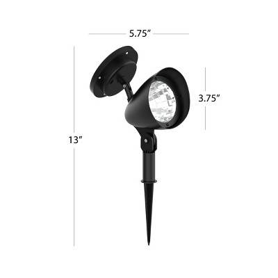 Set of 4 Black Solar Powered LED Outdoor Spotlights