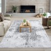Vintage Area Rug 5x7 Machine Washable Living Room Rug, Non-Slip Non-Shedding Distressed Carpet, Low Pile Indoor Foldable Printed Floral Rug - 3 of 4