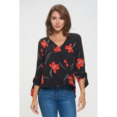 WEST K Women's Alexa Tie Sleeve Surplice V-Neck Blouse