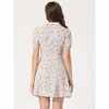 Allegra K Women's Button Up Short Sleeve A-Line Chiffon Vintage Floral Shirt Dress - 4 of 4