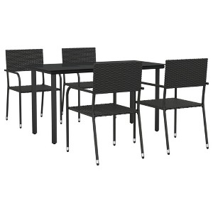 vidaXL Garden Dining Set Black Poly rattan and Steel Standard Stacking - 55.1" table length 4 - 1 of 4