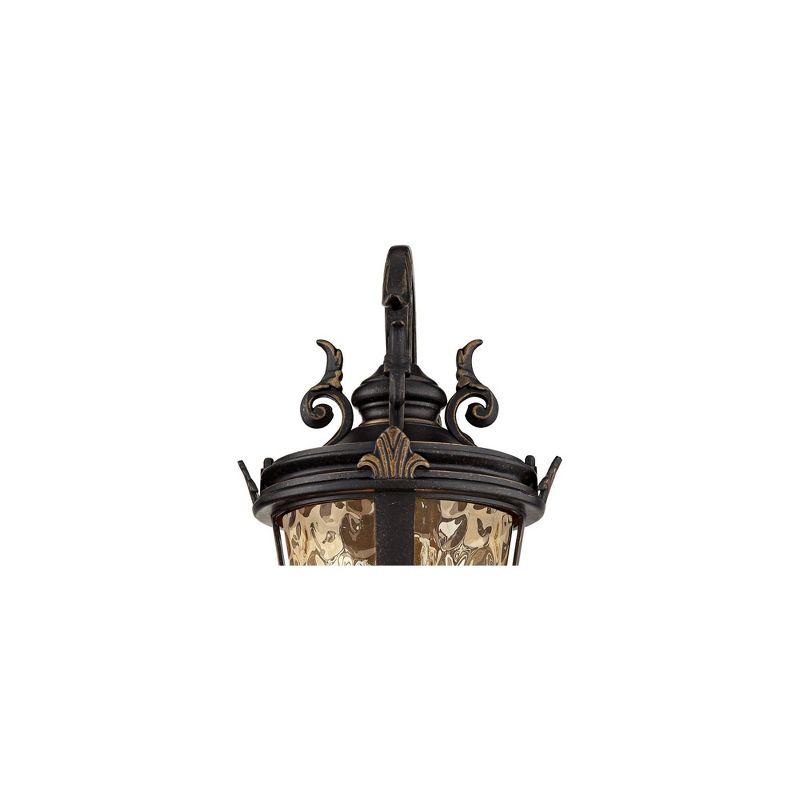 John Timberland Casa Marseille Vintage Rustic Outdoor Wall Light Fixture Bronze Scroll 21 1/2" Hammered Glass for Post Exterior Barn Deck House Porch, 5 of 10