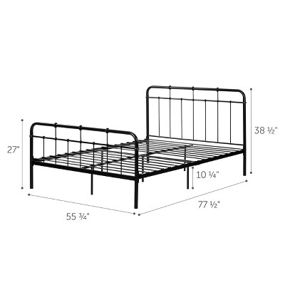 Full Black Metal Platform Bed with Headboard and Footboard