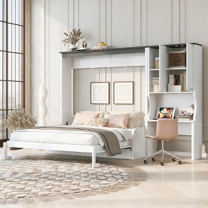Whisen Full size Multi-Functional Murphy Bed with Sofa, Desk, and Storage Cabinet - 1 of 4