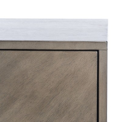 Mid-Century Modern Light Grey 6-Drawer Solid Wood Dresser
