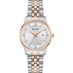 Bulova Ladies Quartz Dress Classic Watch, Two-Tone Stainless Steel Bracelet, Silver-White Dial, 3 Hand, Calendar - 1 of 3
