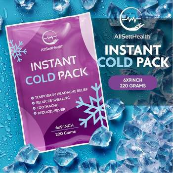 AllSett Health XX-Large Instant Ice Packs for Injuries (9” x 6”) - 12 Pack | Instant Cold Pack for Back Pain Relief, Cold Compress, First Aid, Purple