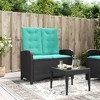 vidaXL Reclining Patio Bench with Cushions - Gray Poly Rattan Outdoor Garden Lounge - Adjustable Backrest & Removable Covers - 40.9"x23.2"x36.6" - 2 of 4