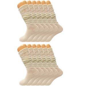 Women’s Slouch Scrunch Socks 12 Pairs Cotton Knee-High Shoe Size 5-10 - 1 of 4