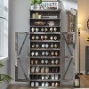 SinCiDo Farmhouse Shoe Cabinet for Family, Large Capacity for 30 shoes, Tall Rustic Freestanding Shoe Racks, Wood Shoe Organizer Cabinet, Gray - 2 of 4
