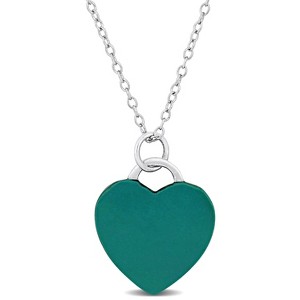 EVERLY JEWELRY | Sterling Silver Turquoise Enamel Heart Pendant with Chain - 18 in - 1 of 4