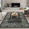 Washable Floral Print Area Rug with Bordered Design, Non-Slip, Ultra-Thin, Stain Resistant Floor Carpet for Living Room, Bedroom & Office - 2 of 4