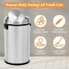17 Gallon/65 Liter Trash Can, Stainless Steel Rubbish Bin, Commercial Grade Waste Container, Round Garbage Can for Outdoor, Home Office, Restaurant - 2 of 4