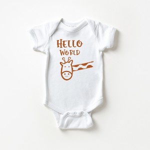 The Juniper Shop Hello World Giraffe Baby Bodysuit - 24mo - White - 1 of 2