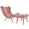 Planet 37.5" High Back High-End Velvet and Ultra-Soft Cushioning Upholstered Chaise Lounge Chaise and Ottoman Foot Rest Set-Maison Boucle - 4 of 4