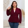 BLUEMING Womens Plus Size Blazers Business Casual Knit Blazer Long Sleeve Shawl Lapel High Waist Jackets - 2 of 4