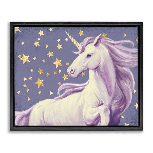 Stupell Industries Purple Unicorn in Starry Sky Floating Frame Canvas Art, Black, 21" x 17" - 1 of 4