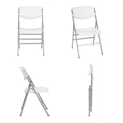 White Metal and Plastic Armless Folding Chair