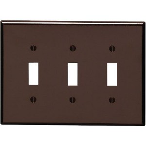 Leviton 3-Gang Smooth Plastic Mid-Way Toggle Switch Wall Plate, Brown - 1 of 1