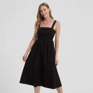 fit and flare midi a line dress Women Poplin Fit and Flare Midi A-Line Dress - A New Day