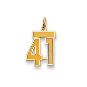 Black Bow Jewelry 14k Yellow Gold, Jersey Collection, Small Number 41 Pendant - 1 of 2