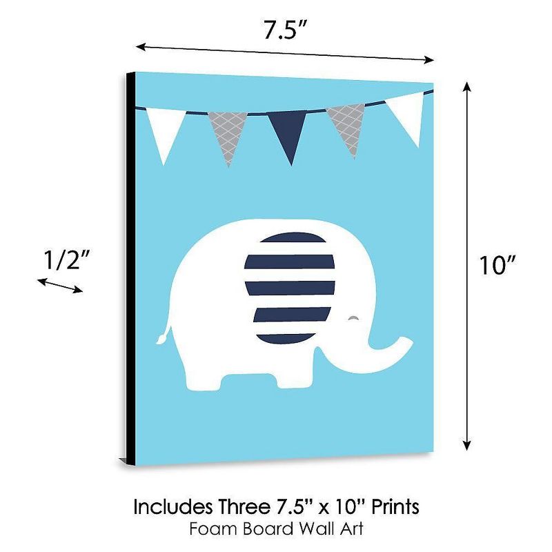 Big Dot of Happiness Blue Elephant - Baby Boy Nursery Wall Art and Kids Room Decorations - Gift Ideas - 7.5 x 10 inches - Set of 3 Prints, 5 of 8