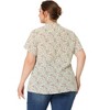 Women's Plus Size Floral Tie Neck Short Sleeve Pleated Casual Blouses - Agnes Orinda - 4 of 4