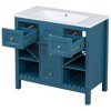 NicBex 36" Bathroom Storage Cabinet with Sink, Bathroom Vanity, 3 Drawers and 2 Spacious Open Cabinet Shelves for Bathroom, Blue - 3 of 4
