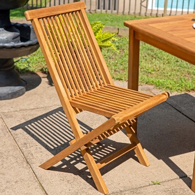Hyannis Light Brown Solid Teak Wood Outdoor Folding Chair