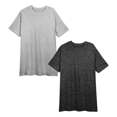 Women's Black And Gray 2-pack Crew Neck Short Sleeve Night Shirt-large ...