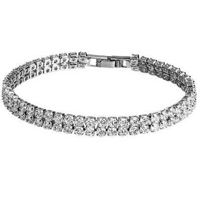Hollywood Sensation White Gold and Cubic Zirconia Tennis Bracelet for Women