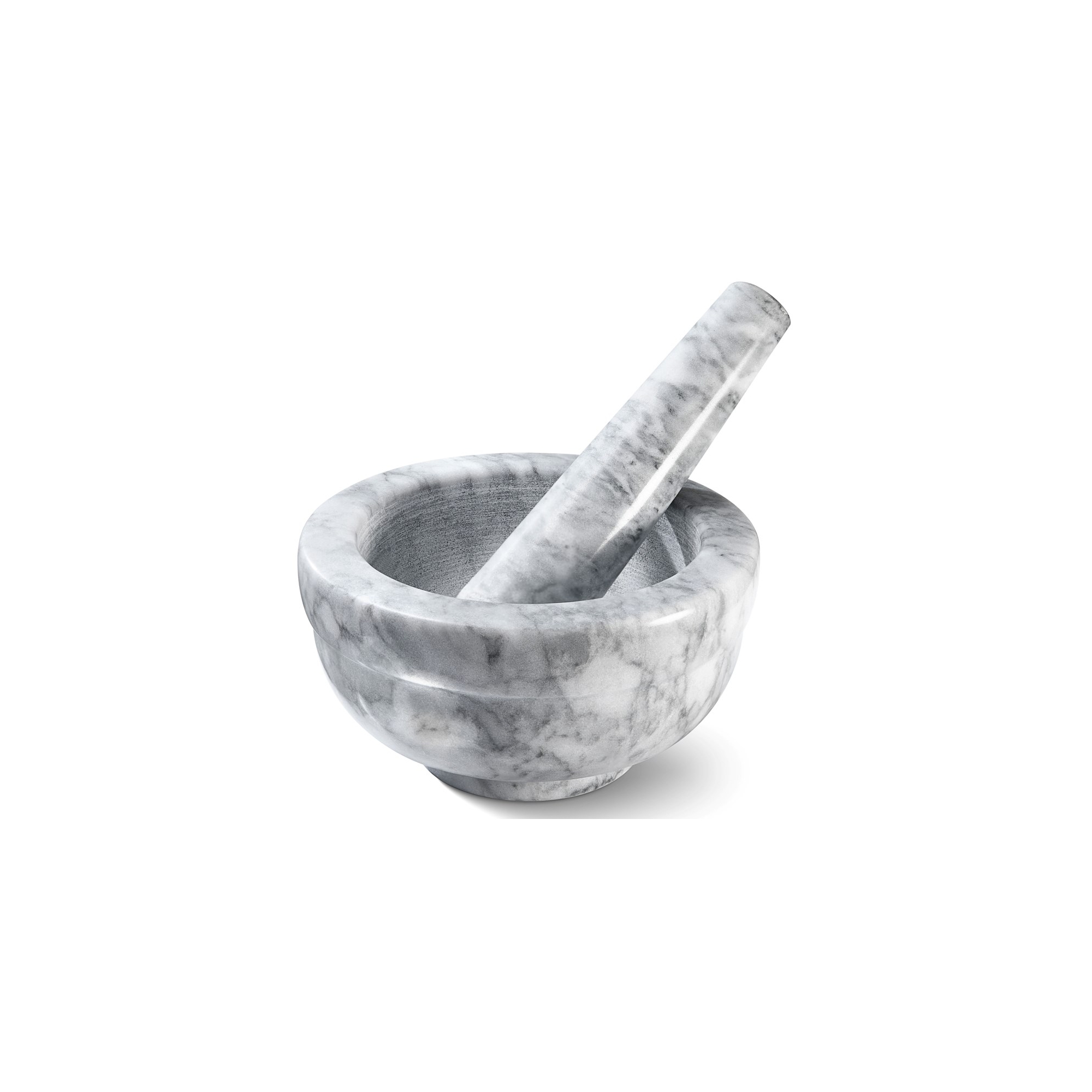 Granite Mortal and Pestle Set with White Marble Finish for Grind Spices and Pills in Grey 4.5 Inch diameter - Homeitusa