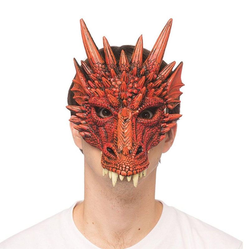 HMS Supersoft Fantasy Red Dragon Adult Costume Mask, 1 of 2