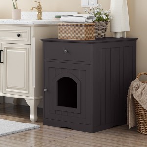 KWPZQEB Litter Box Enclosure Cat Litter Box Furniture Hidden Litter Box Furniture Indoor Box Cabinet Cat House Side Table Nightstand with Drawer - 1 of 4