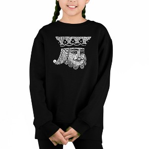 LA Pop Art King Of Spades - Girl's Word Art Crewneck Sweatshirt - 1 of 3