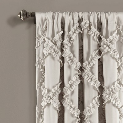 Neutral Polyester Ruffle Diamond Light-Filtering Curtain Panels, 84" x 54"