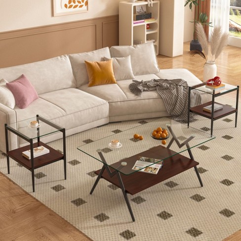 Nicbex Coffee Tables For Living Room 38.6" Modern Rectangle Coffee ...