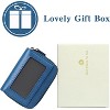 Hachikiko Women's Small Genuine Leather Wallet - RFID Blocking Double Zipper Credit Card Holder with ID Window,Blue - 2 of 4