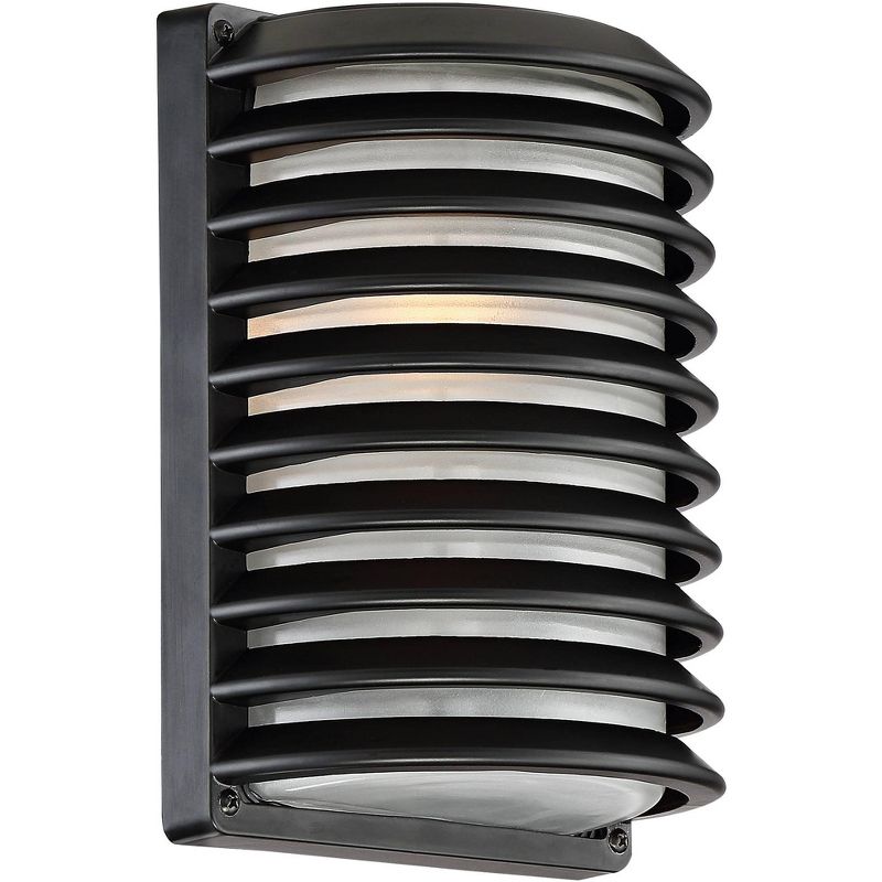 John Timberland Mid Century Modern Wall Light Sconce Black Hardwired 7 1/2" Fixture Frosted Glass for Bedroom Bathroom Living Room, 4 of 7