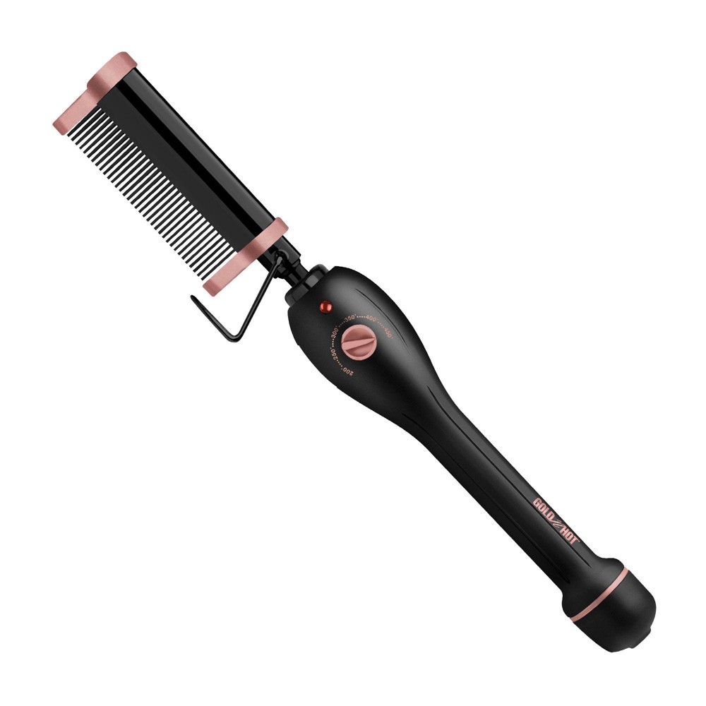 Gold N Hot Pressing and Styling Heated Straightening Brush: Ceramic, 6 Heat Settings, 430 Max Heat, For All Hair Types