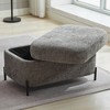 Hrinhom 30.3"W Chenille Upholstered Storage Ottoman With Reversible Tray and Metal Legs - 3 of 4