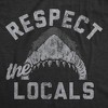 Mens Funny T Shirts Respect The Locals Sarcastic Shark Graphic Novelty Tee For Men - Crazy Dog Men's T Shirt - 2 of 4