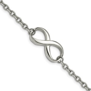 Black Bow Jewelry Infinity Symbol Cable Chain Bracelet in Stainless Steel, 7.5 Inch - 1 of 4