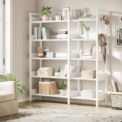 COUCHETA 65.4 Inch 5-Tier Convertible Corner Bookshelf, L-Shaped Storage Shelf with Retro Industrial Style