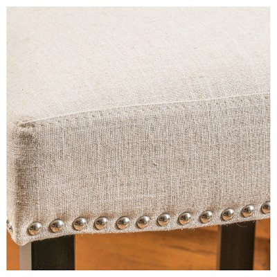 Ivory Linen and Espresso Wood Barstools Set of 2