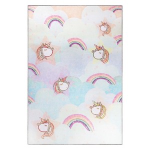 Unicorn Non-Slip Kids Playroom Nursery Washable Indoor Area Rug by Blue Nile Mills - 1 of 4