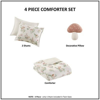 Intelligent Design Full/Queen Mina Mushroom Garden Comforter Set: Hypoallergenic Floral Bedding for Teens & All Ages — фото 8