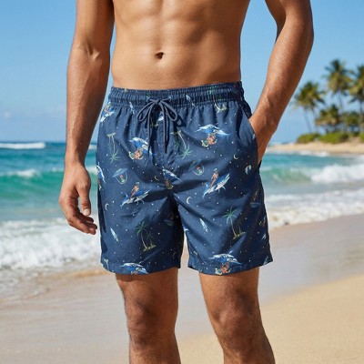 Burnside Men's Midnight Blue Alien Cowboy 6" inseam Bathing Suit-large — фото 2