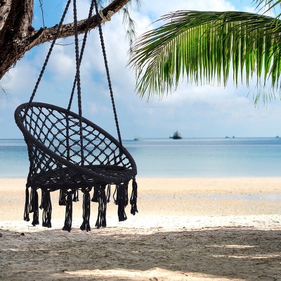 Carla Cotton Rope Fabric Hammock Swing with Cushion for Single Person, Outdoor Furniture - Maison Boucle
