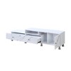 Chic Crate-Modern White Media Console – Faux Marble TV Stand w/ Silver-tone Legs, Sleek Living Room Furniture (White) - 2 of 4